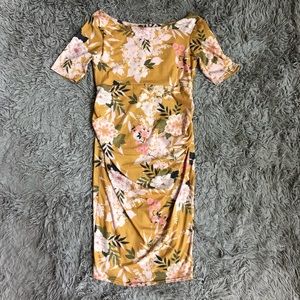 ASOS yellow floral maternity midi dress